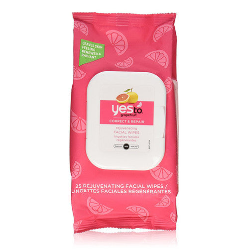 Yes To Grapefruit Correct and Repair Rejuvenating Facial Wipes, 95% Natural, 25 ea